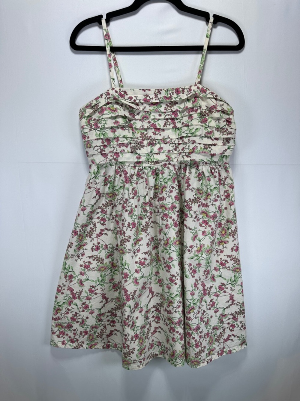 Jessica Simpson Floral Smocked Mini Sundress Cotton Tiered Summer Cottagecore M